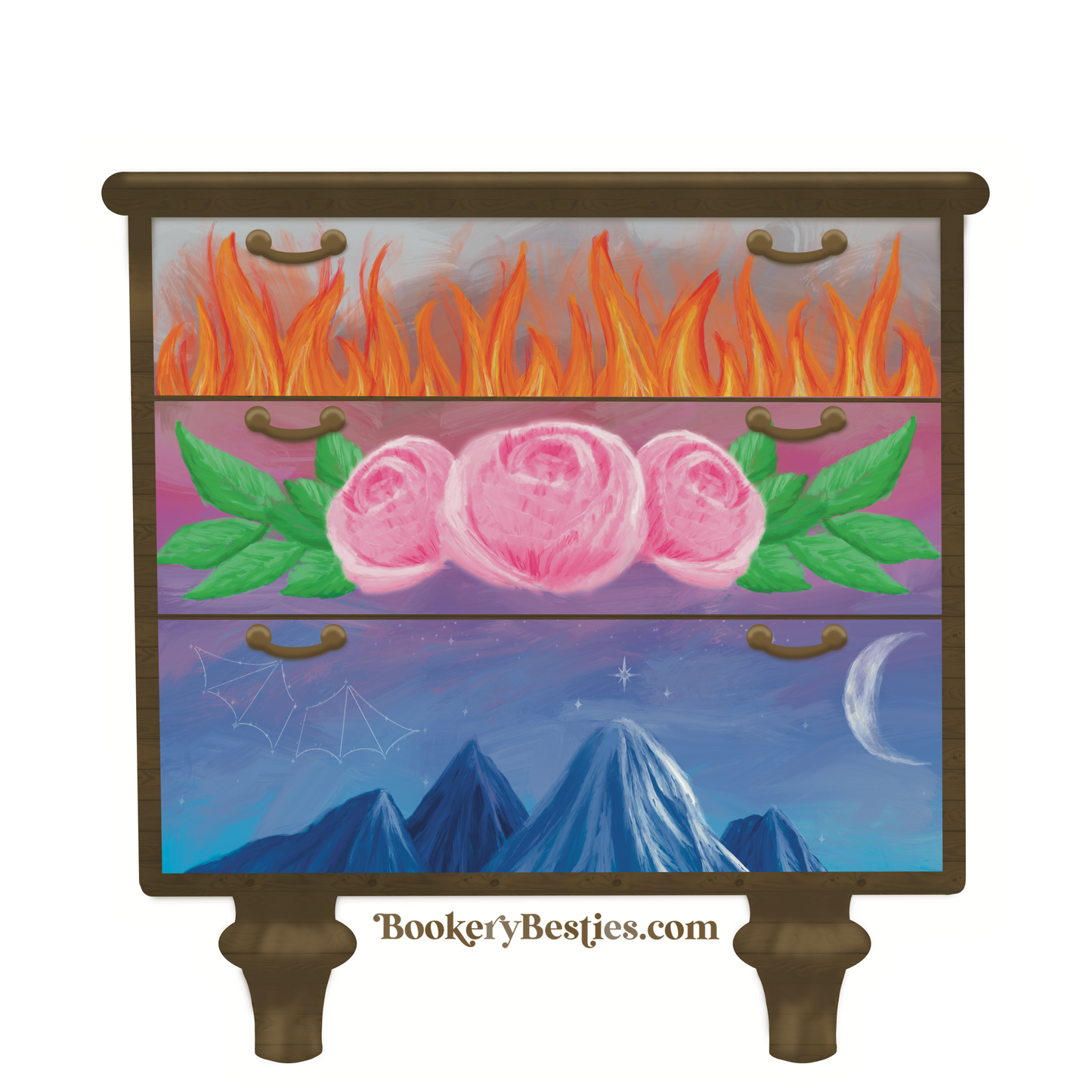 "3 Sisters" Romantasy Sticker – A Symbol of Fire, Flora & Fate 🔥🌸🌙